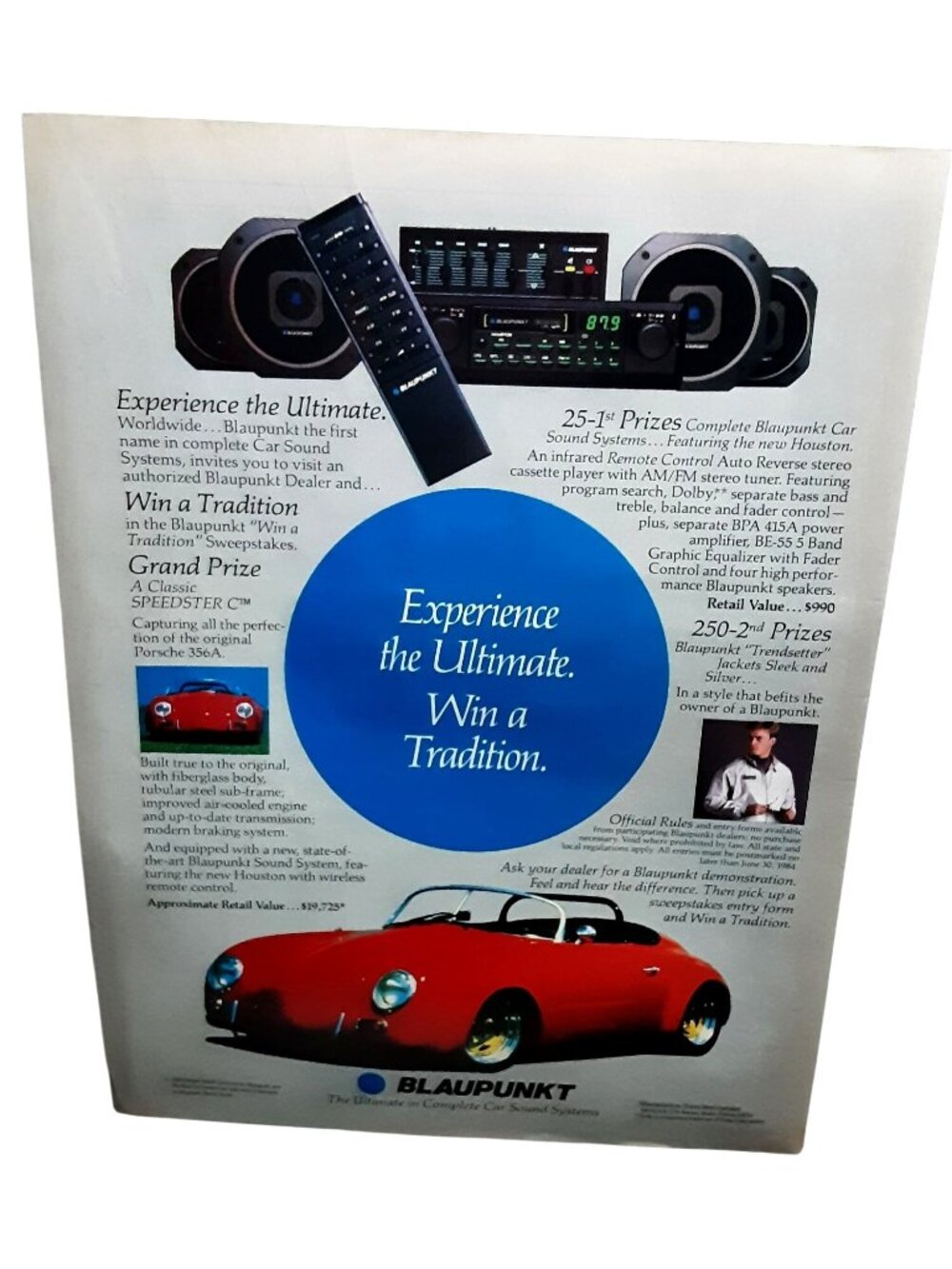 1984 Blaupunkt Car Stereo Porsche 356 Vintage Print Ad